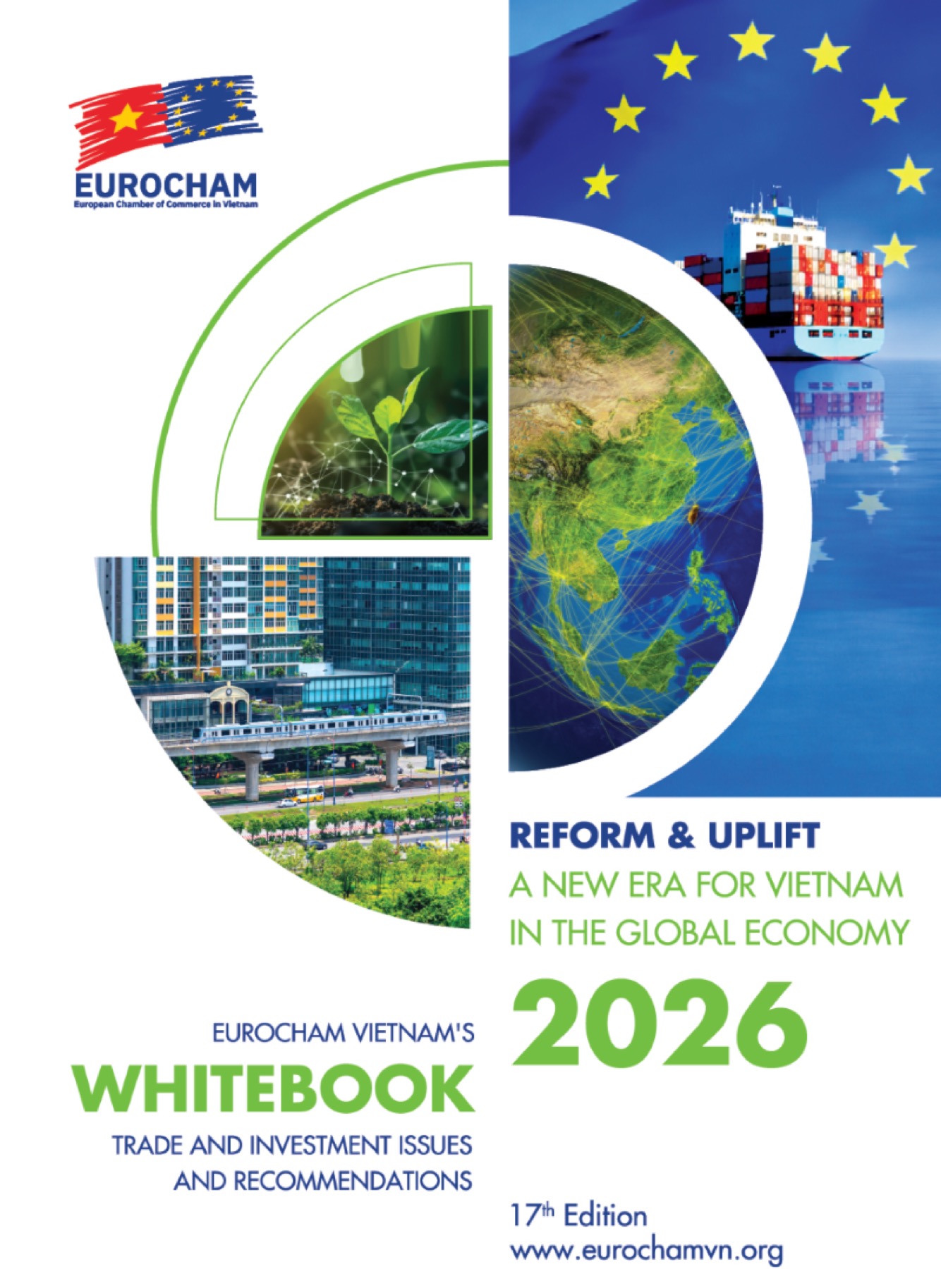 The cover of EuroCham Vietnam’s Whitebook 2026, seventeenth edition, Reform and Uplift